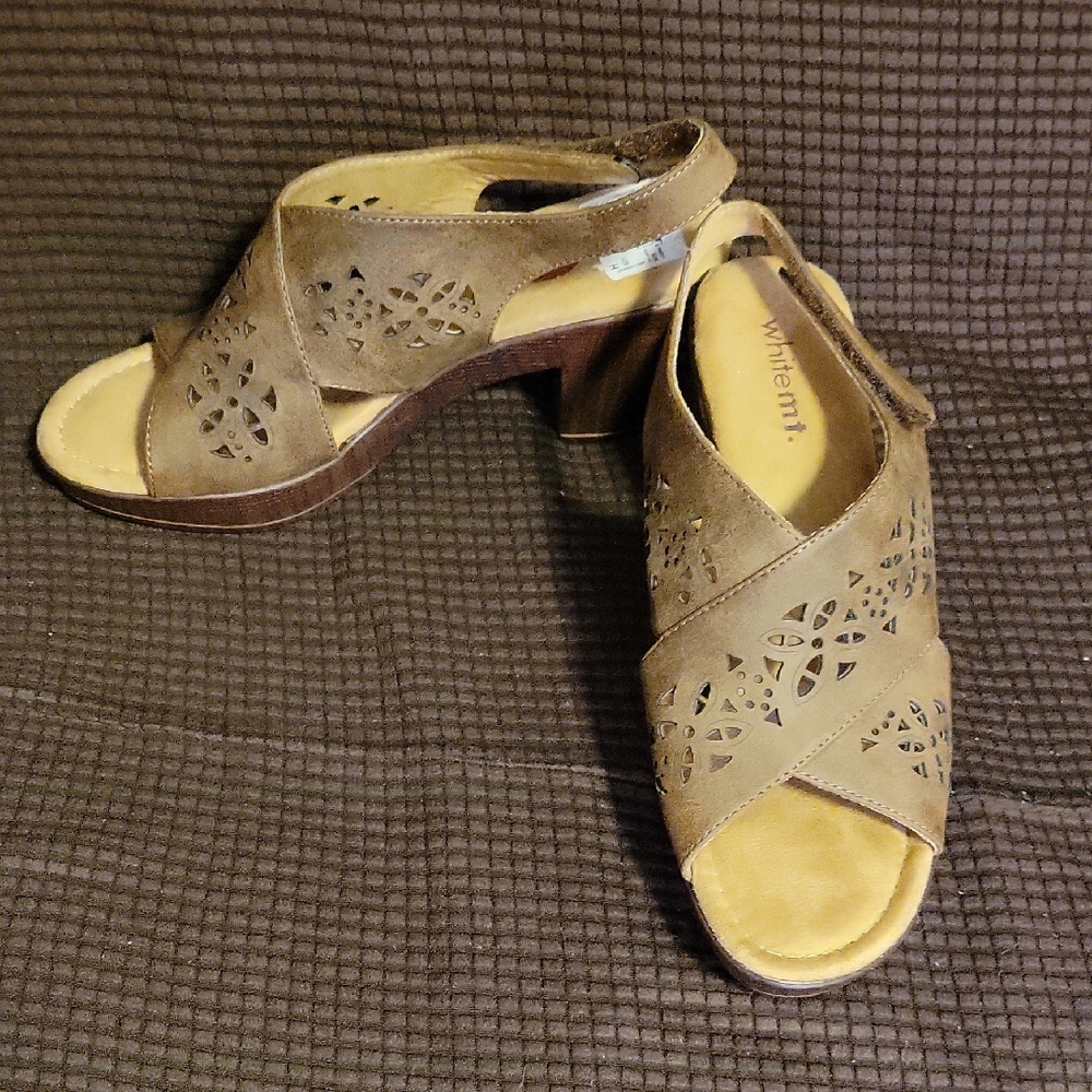 White Mountain Tan Open-Toe Heels